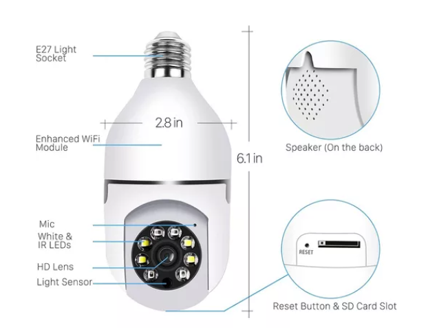 Camara Ampolleta Wifi Seguridad Panoramica 360 - 08314 - Imagen 4