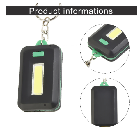 Llavero con linterna para acampar y caminar de noche, 3 modos de luz, fácil de operar, LED brillante - 06832 - Imagen 3