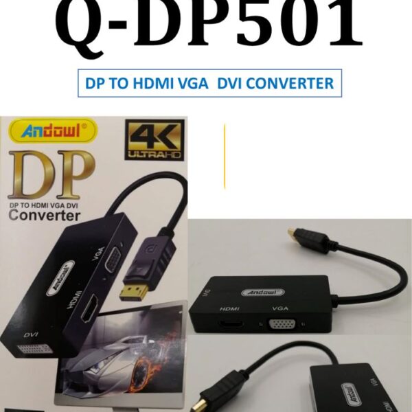 ADAPTADOR CONVERTIDOR DISPLAYPORT A DVI/HDMI/VGA MODELO ANDOWL Q-DP501