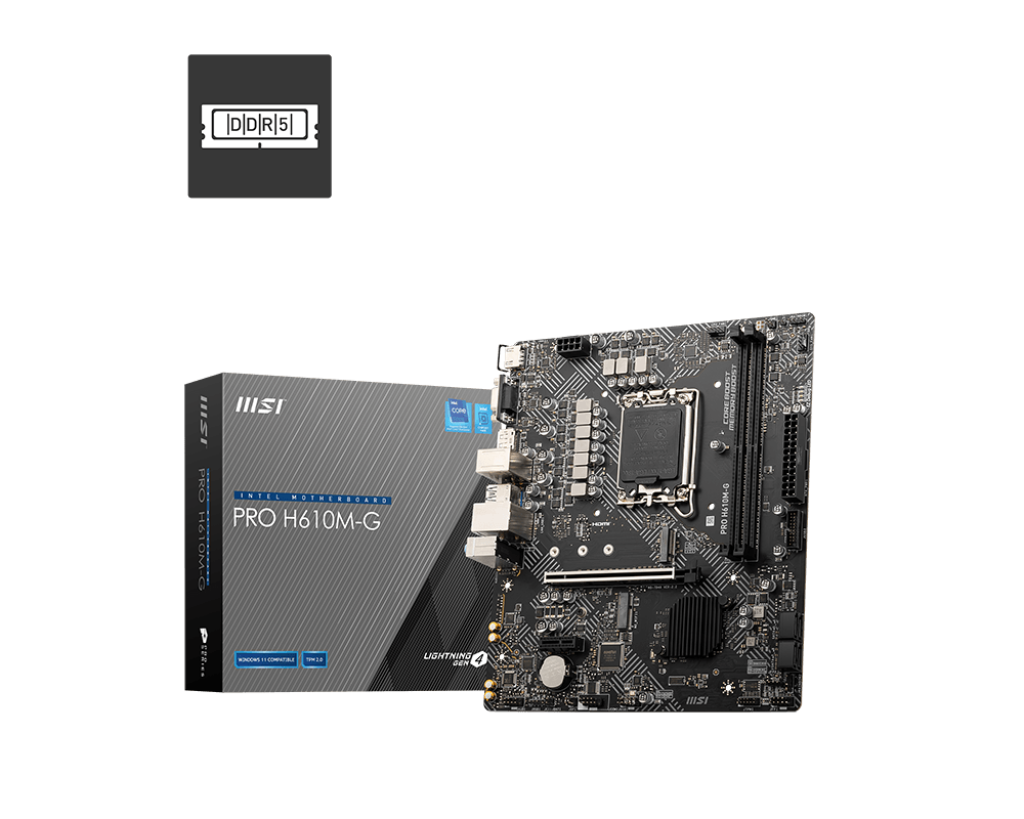 Placa madre MSI PRO H610M-G DDR5 (LGA1700, 5600MHZ, M.2, MicroATX)