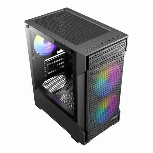 Gabinete Gamer Antec VX100M ARGB Mini Tower, Micro-ATX, Panel de Malla y 4 Ventiladores ARGB - Imagen 5