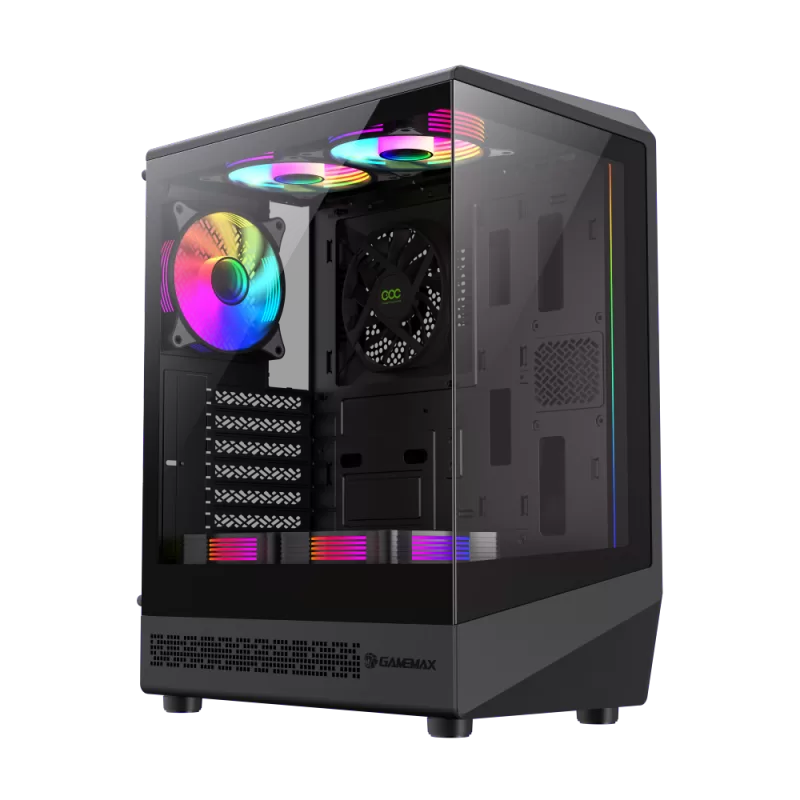 Gabinete GameMax Vista COC AB, 5xARGB, Vidrio Templado, USB-C, Sop. 240mm, ATX/mATX/ITX, Mid Tower