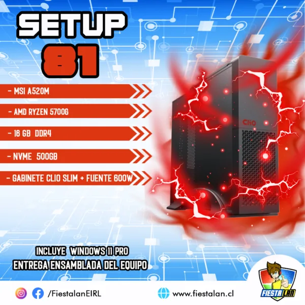 Setup 81 – Ryzen 7 5700G /Radeon Vega8/16gb DDR4 /500GB NVME/windows 11 pro