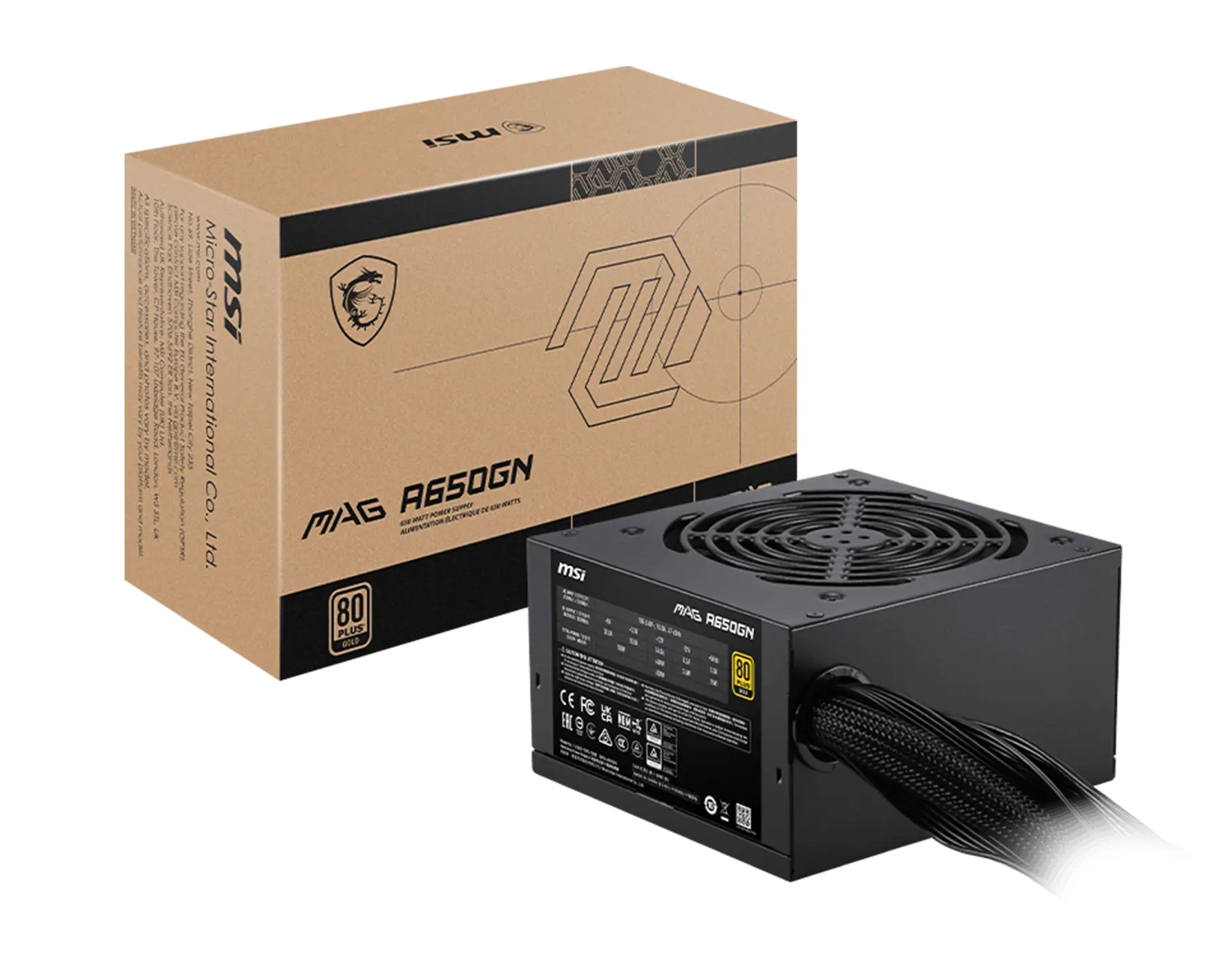 Fuente de Poder MSI 650w gold no modular A650GN II - Imagen 2